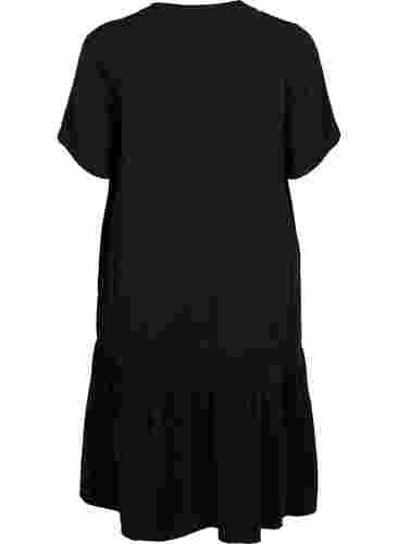 Midi-jurk met korte mouwen van katoen, Black, Packshot image number 1
