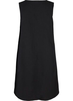 Mouwloze katoenen jurk met a-lijn, Black, Packshot image number 1