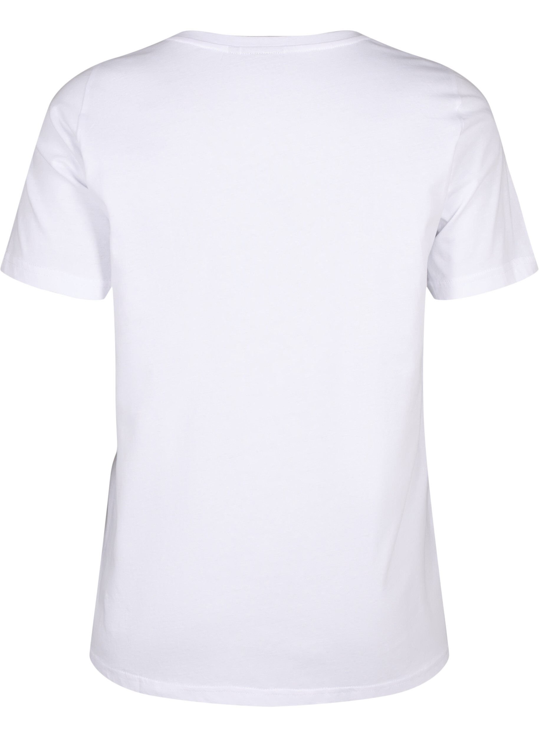 Zizzi Katoenen T-shirt met tekstopdruk, B. White w. Flower, Packshot image number 1