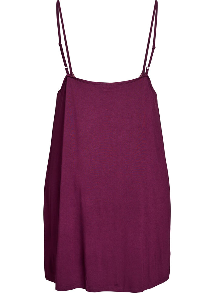 Nachtjapon van viscose met kanten randje, Donker Bordeaux, Packshot image number 1