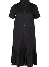 Midi-jurk met korte mouwen en knopen, Black