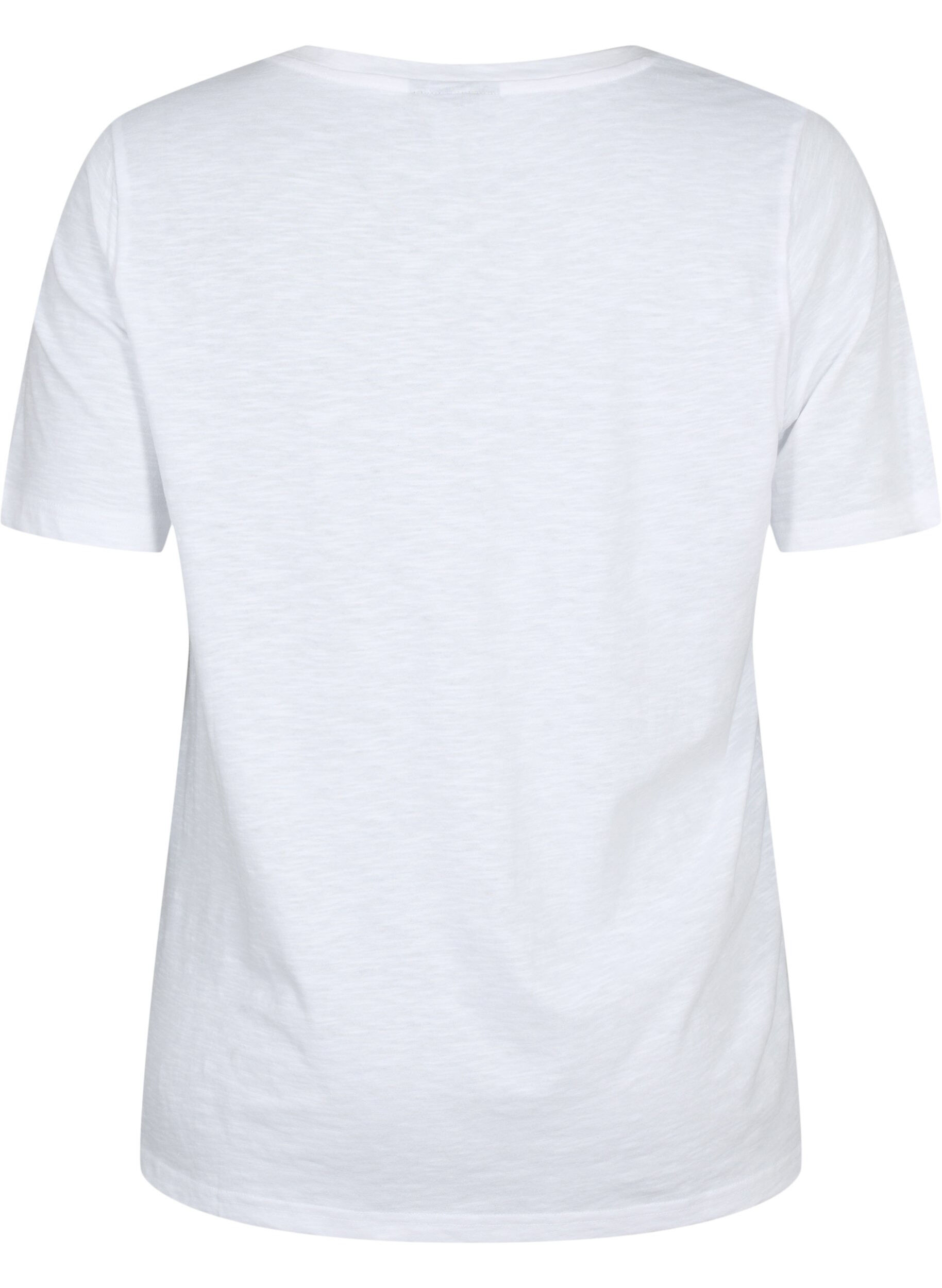 Zizzi Basic t-shirt met korte mouwen en V-hals, Wit, Packshot image number 1