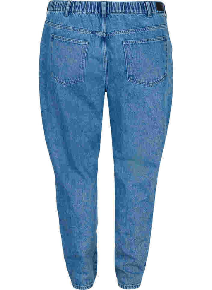 Geknipte Mille mom jeans met colour-block, Blue denim, Packshot image number 1
