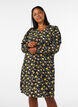 Jurk van viscose met patroon en lange mouwen, Zwart, Model image number 0