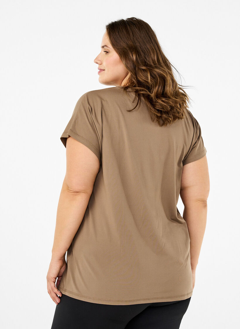 Effen gekleurd T-shirt voor sporten, Beige, Model image number 2