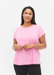 T-shirt met korte mouwen in een katoenmix, Roze, Model image number 0