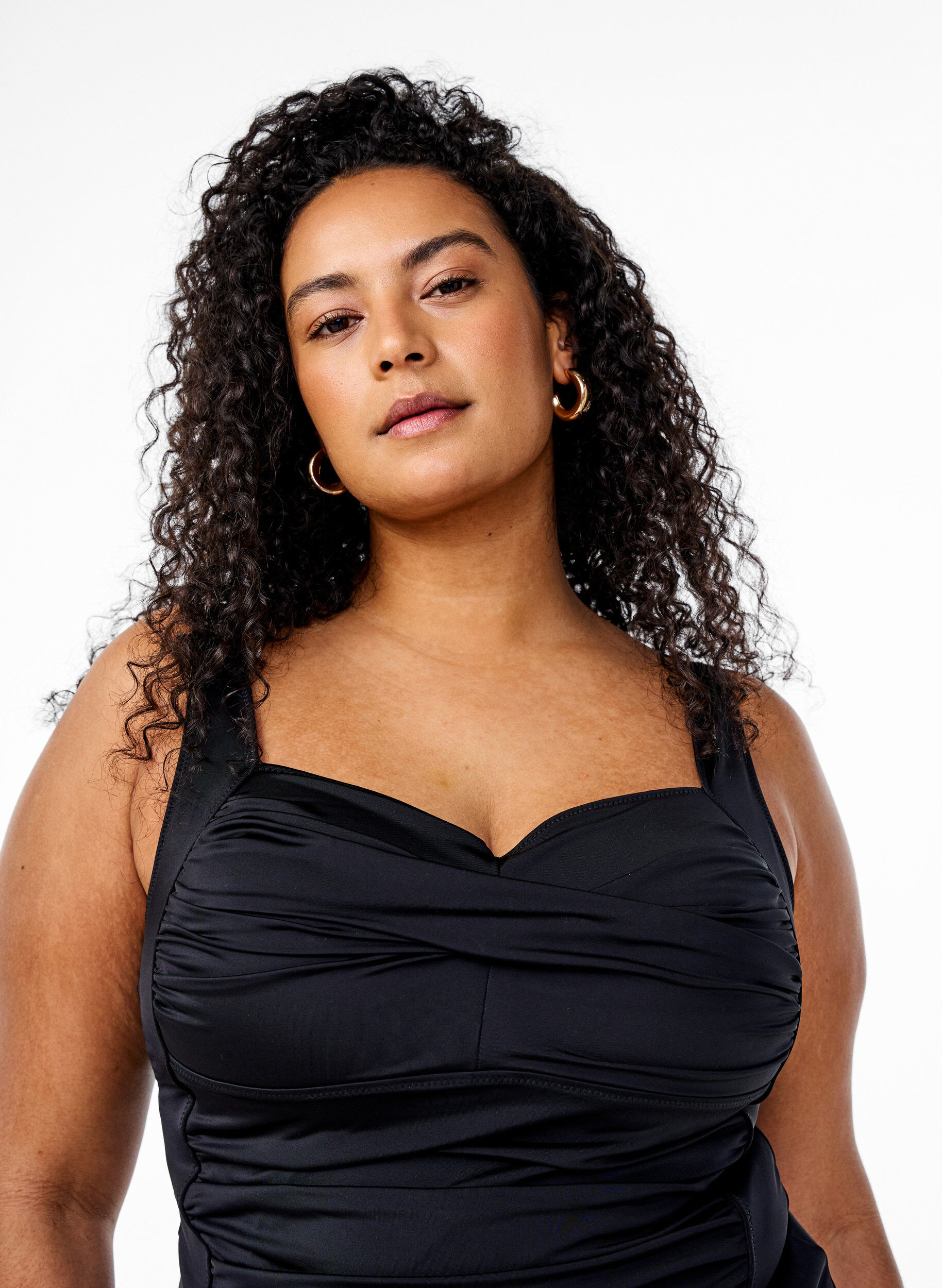 ZizziTankini met draperingen, Zwart, Model image number 2