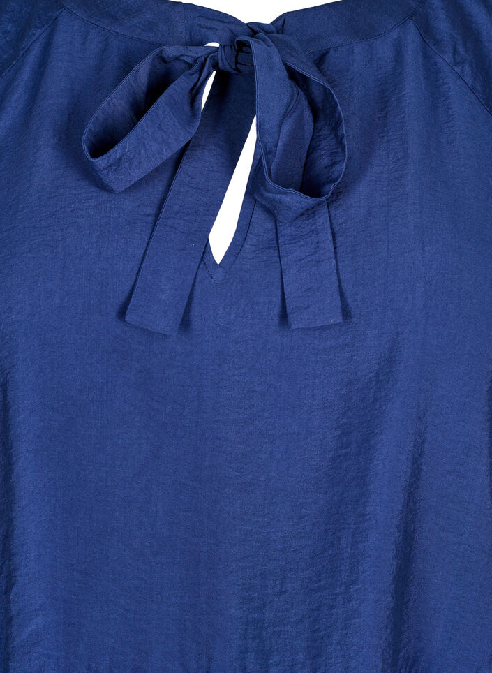Blouse met strik en lange mouwen, Blauw, Packshot image number 2