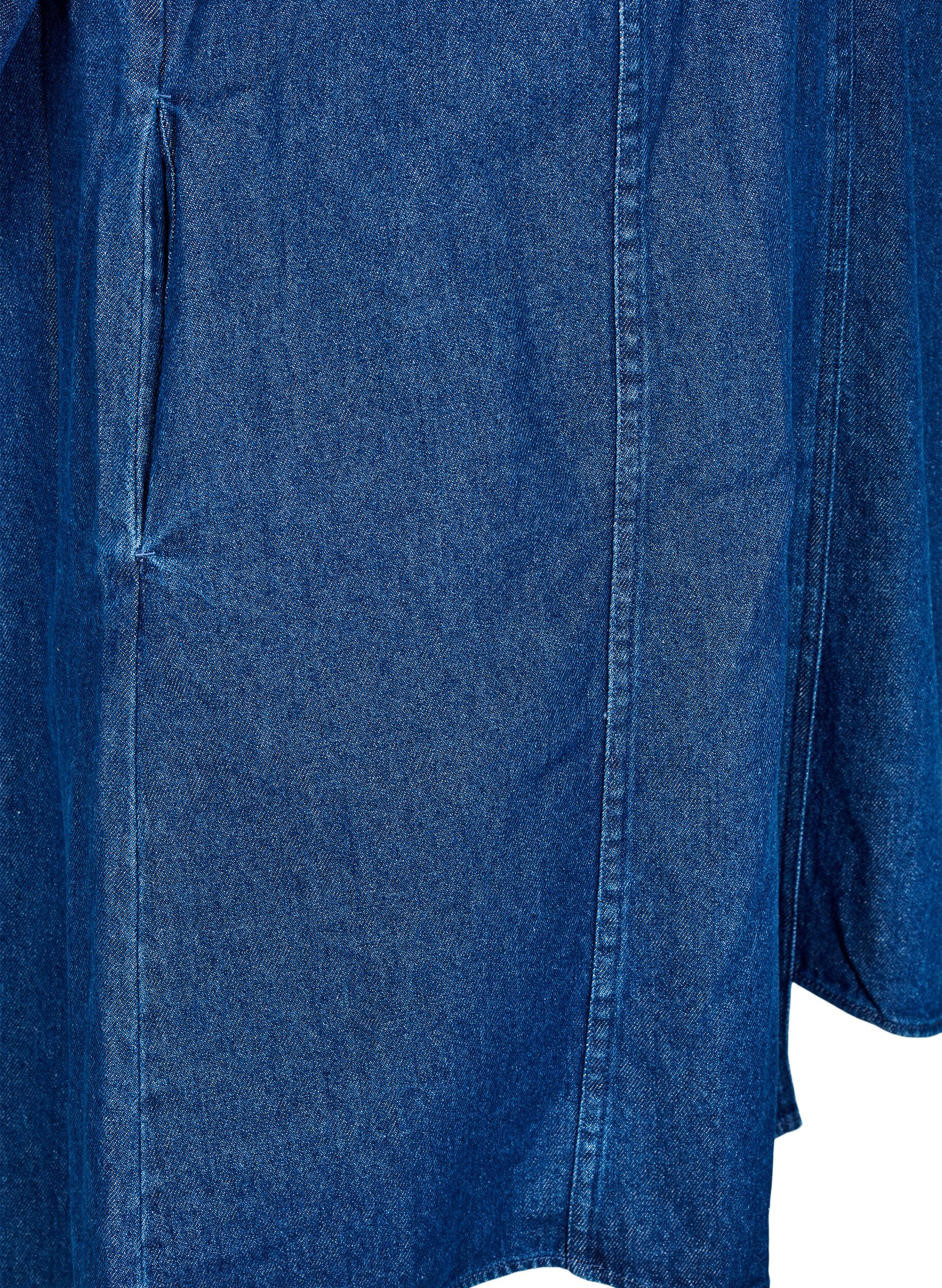 ZizziKorte denimjurk met 3/4 mouwen, Blauw, Packshot image number 3