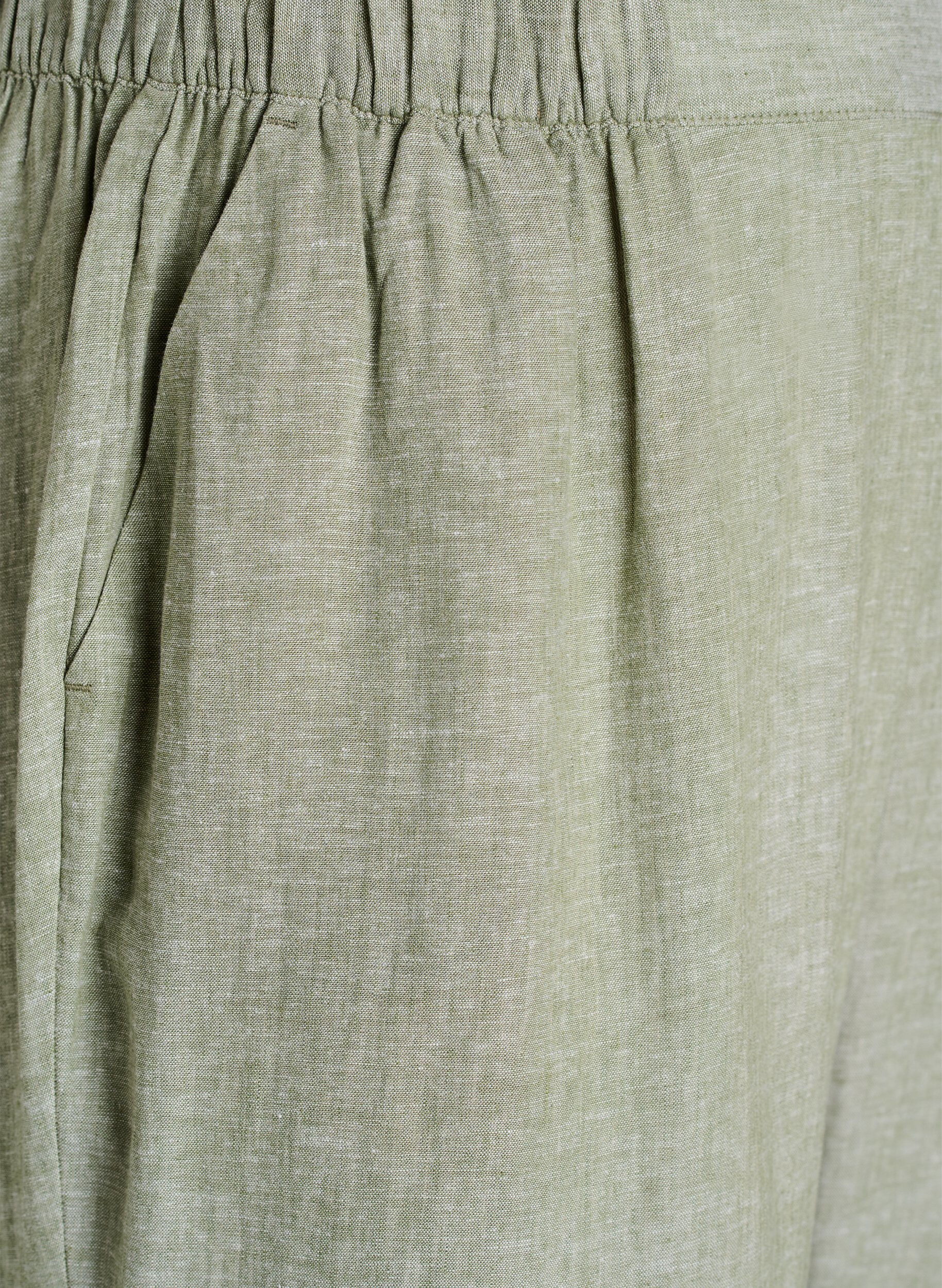 ZizziLinnen en viscose broek met losse pasvorm, Groen, Packshot image number 2