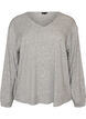 Jersey blouse met geribde textuur en V-hals, Grijs, Packshot image number 0