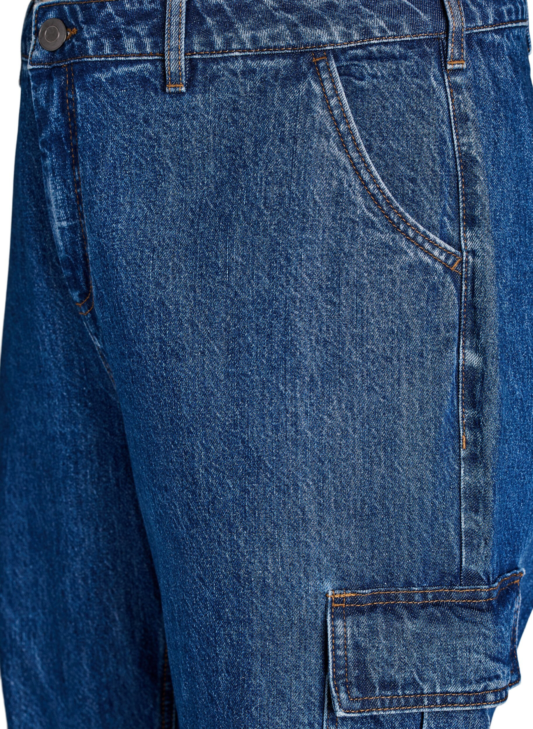 Zizzi High waist cargo jeans, Blauw, Packshot image number 2