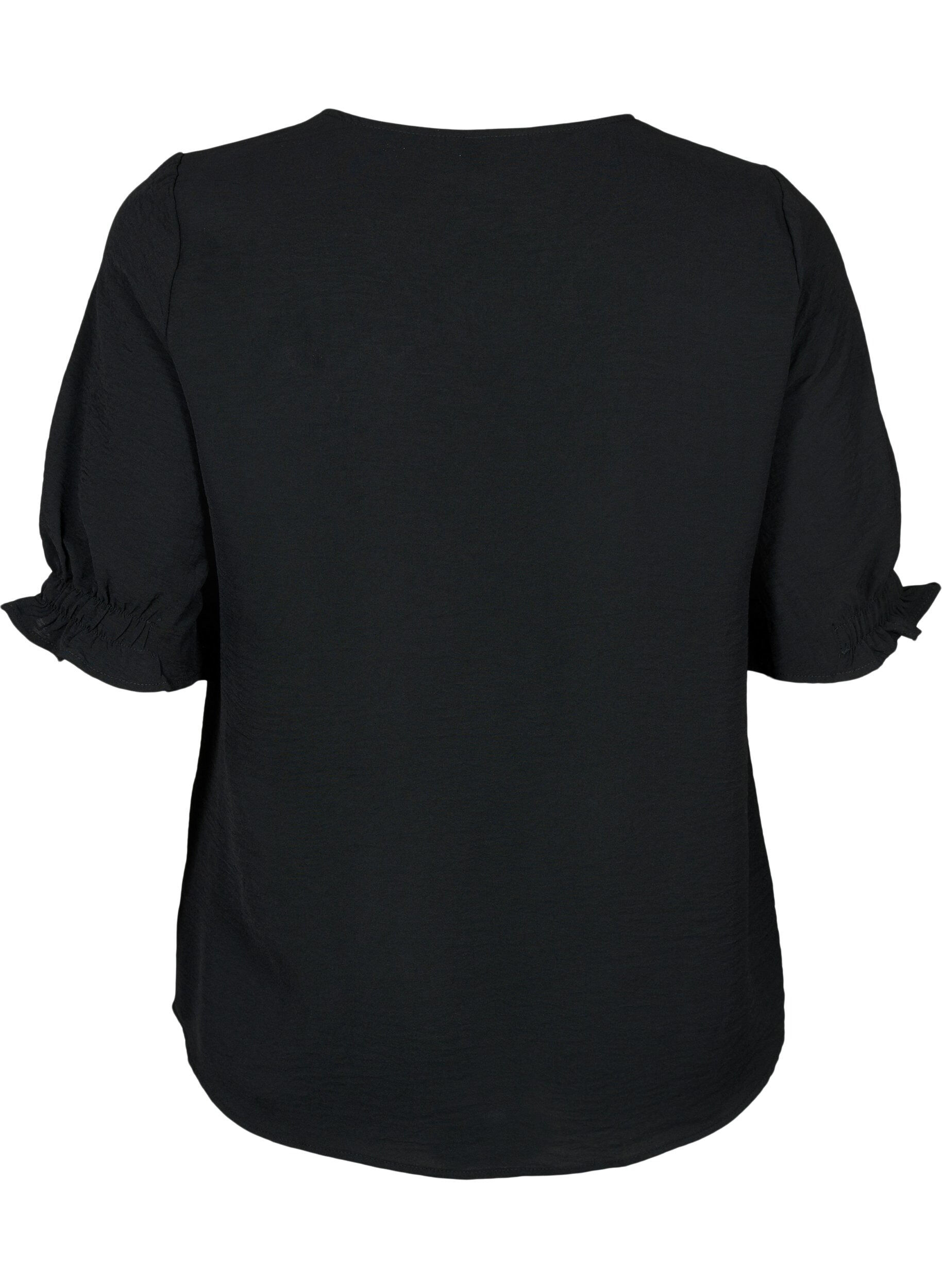 Zizzi Blouse met v-hals , Black, Packshot image number 1