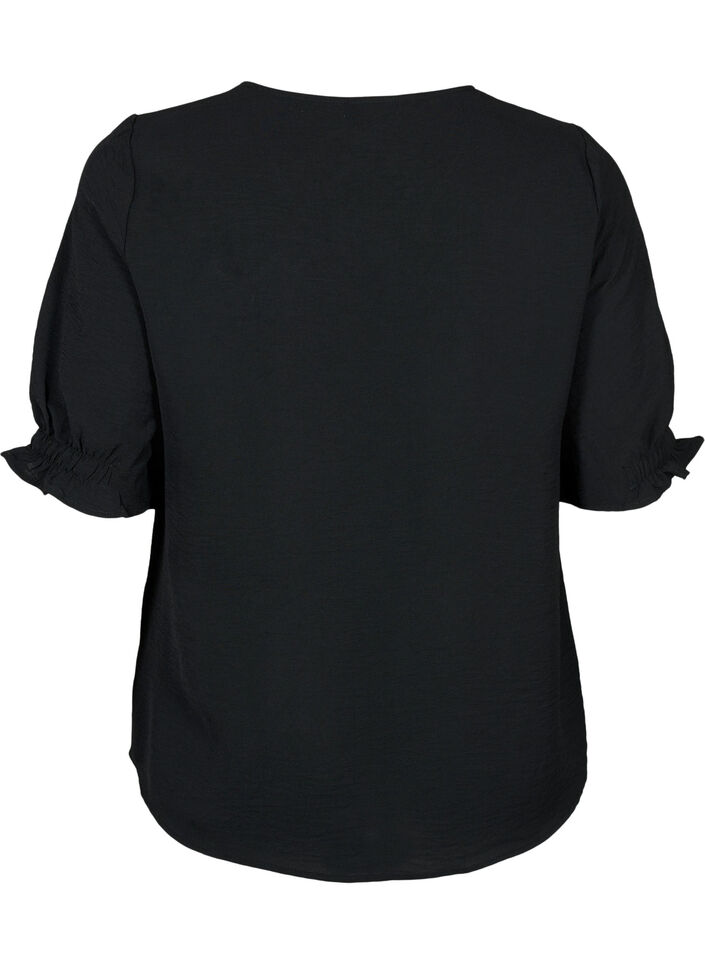 Blouse met v-hals , Black, Packshot image number 1