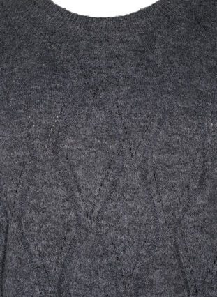 Gebreide pullover met gaatjespatroon, Dark Grey Melange, Packshot image number 2
