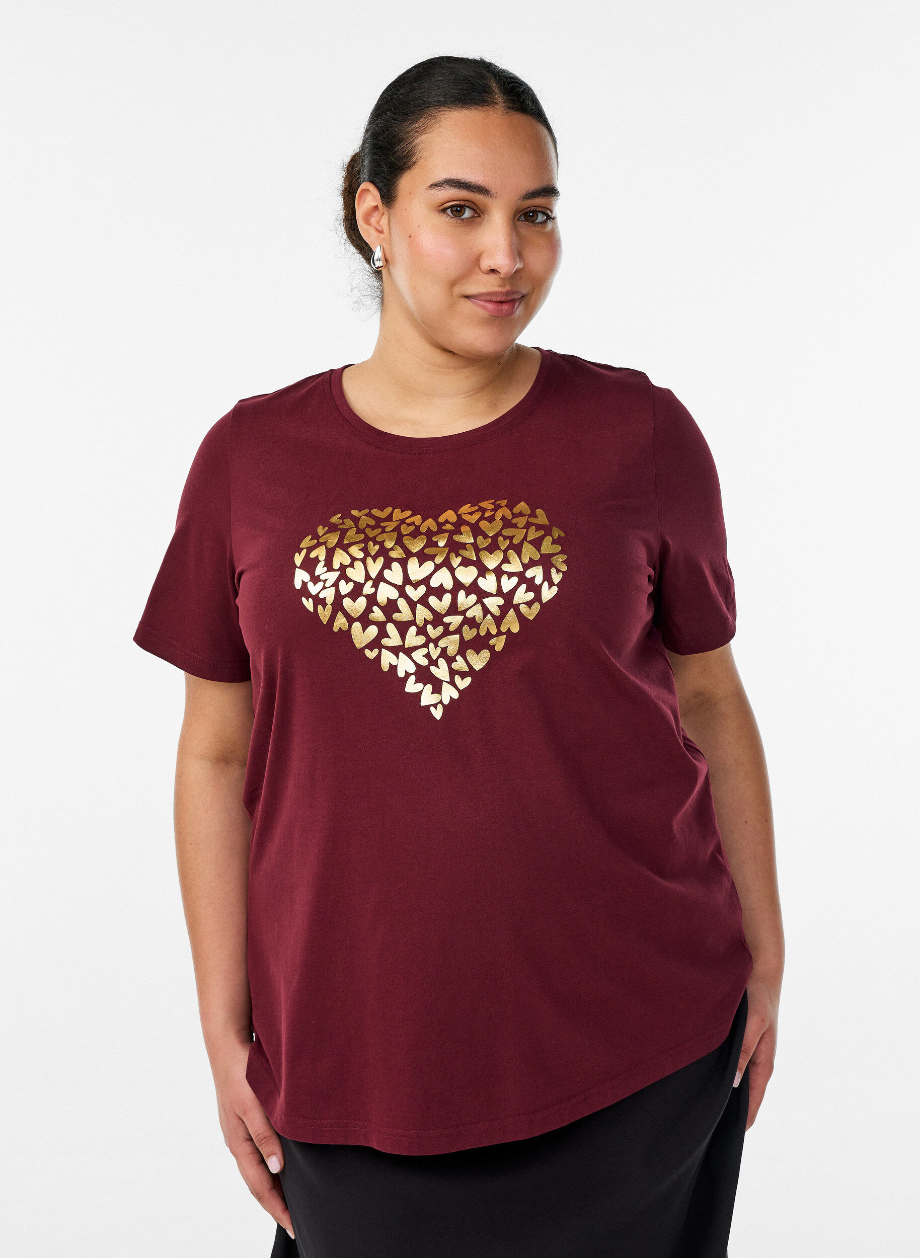 T-shirt met motief, Rood, Model