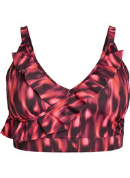 Bikinitop met print en ruchesdetails, Roze