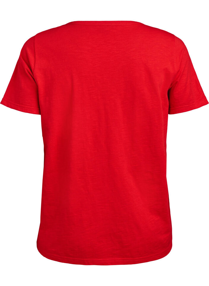 T-shirt met knoopdetail, Rood, Packshot image number 1