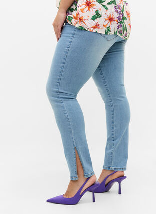Amy jeans met hoge taille en split, Light blue, Model image number 2