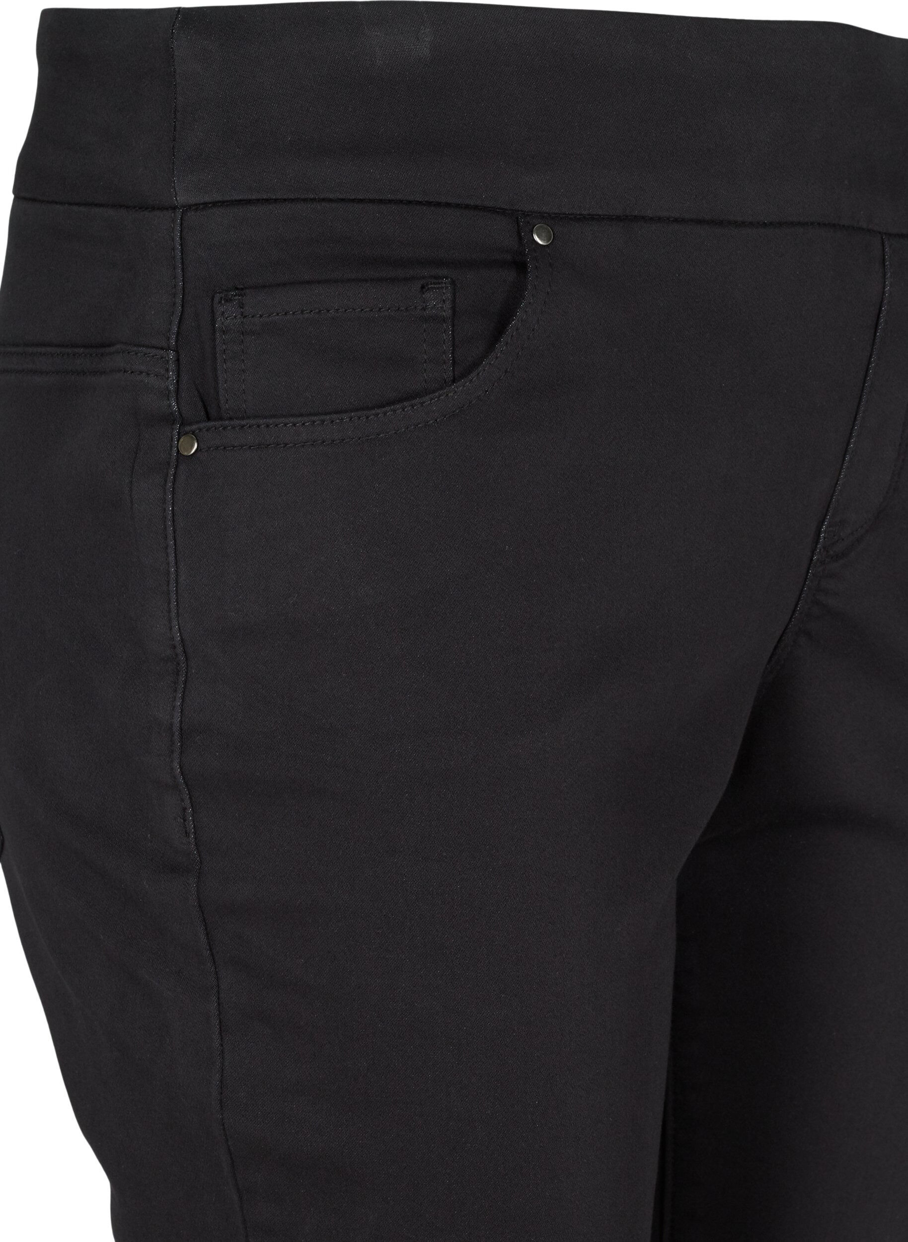 Zizzi Nauwsluitende driekwart broek in katoenmix, Black, Packshot image number 2