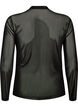 Getailleerde blouse van mesh met lange mouwen, Zwart, Packshot image number 1