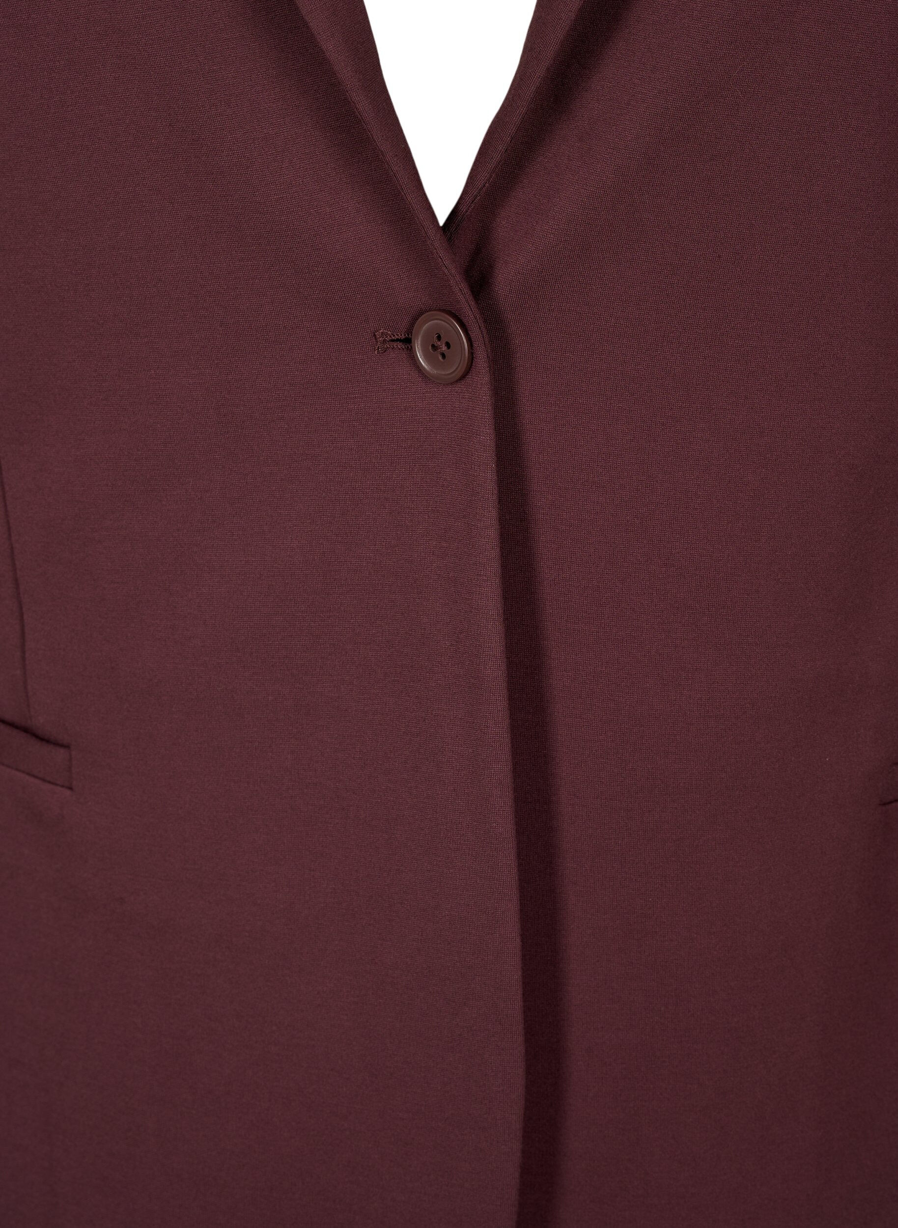 Zizzi Eenvoudige blazer met knoopsluiting, Donker Bordeaux, Packshot image number 2