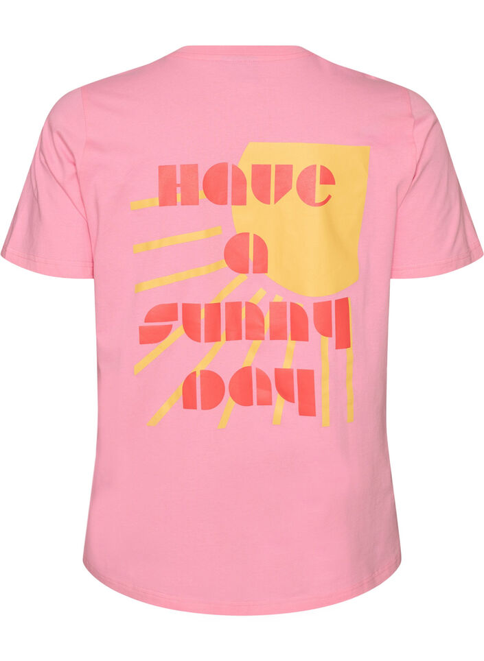Biologisch katoenen T-shirt met tekstmotief, Roze, Packshot image number 1