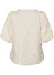 Jacquard blouse met pofmouwen en A-lijnvorm, Vanille, Packshot image number 1