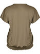 Jersey blouse met gestructureerde strepen en een gesmokte zoom, Bruin, Packshot image number 1