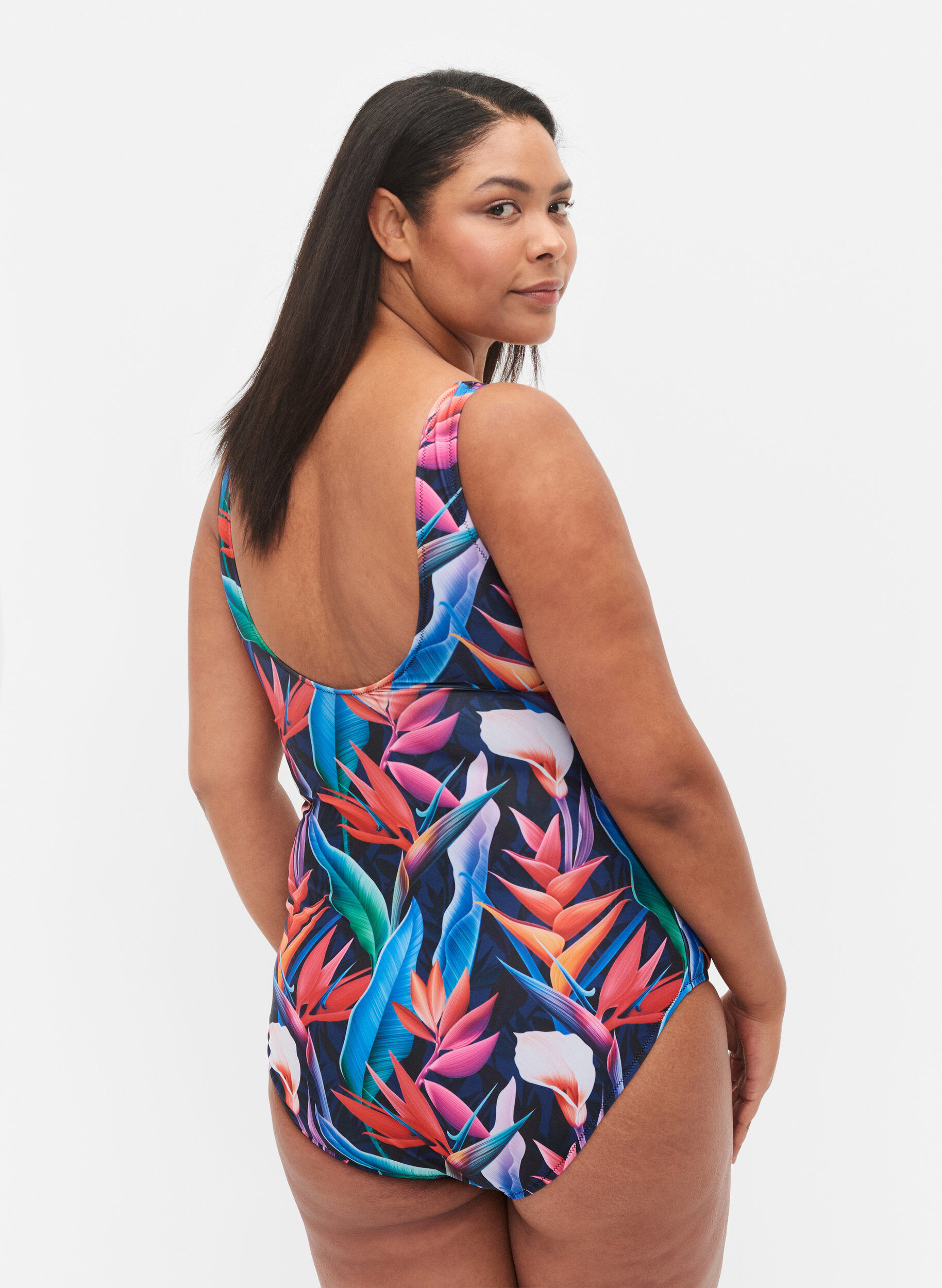 Zizzi Badpak met print, Bright Leaf, Model image number 1