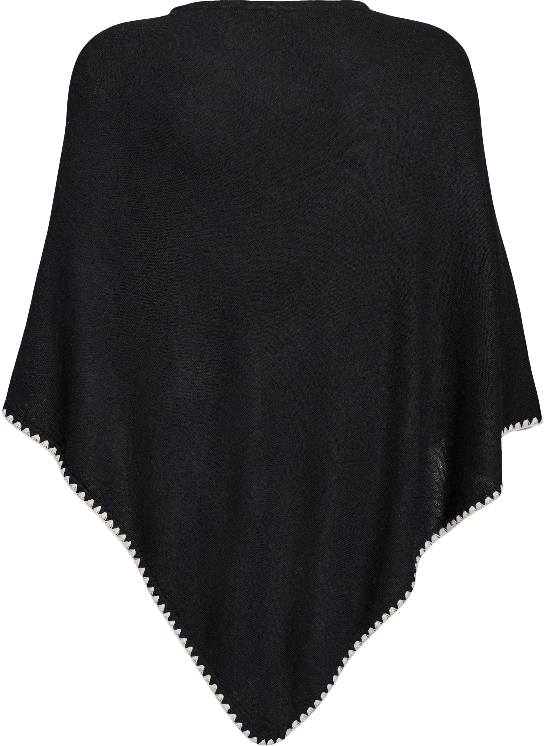 ZizziFijngebreide poncho, Zwart, Packshot image number 1