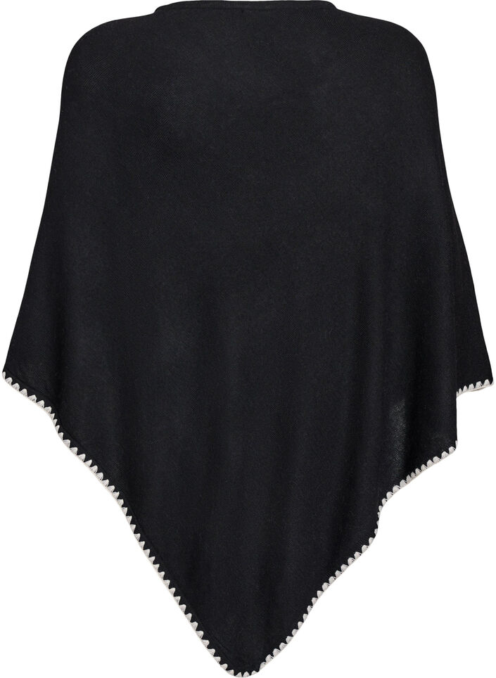 Fijngebreide poncho, Zwart, Packshot image number 1