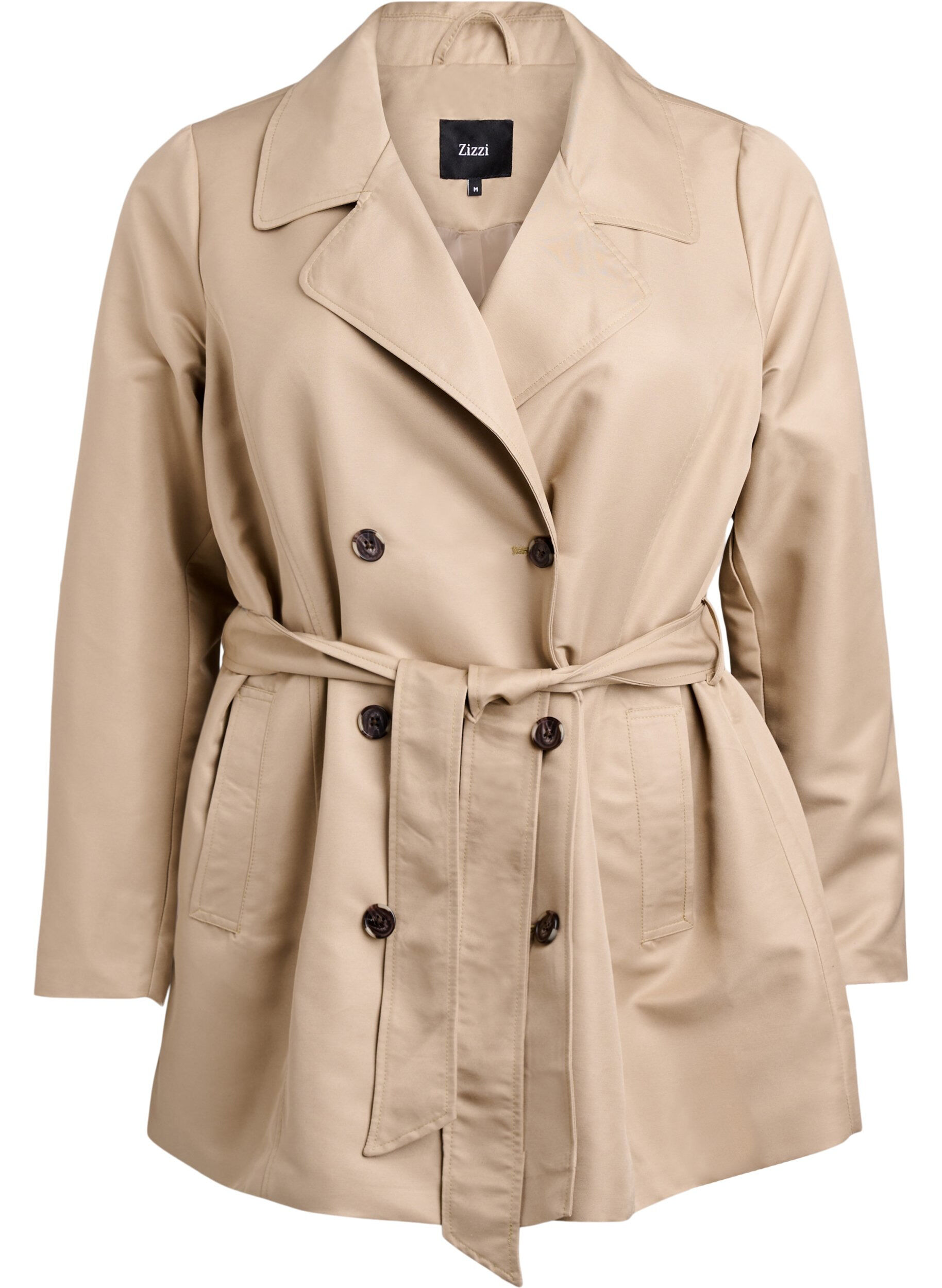 Korte trenchcoat met riem