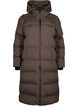 Lange puffer winterjas met capuchon, Bruin, Packshot image number 0