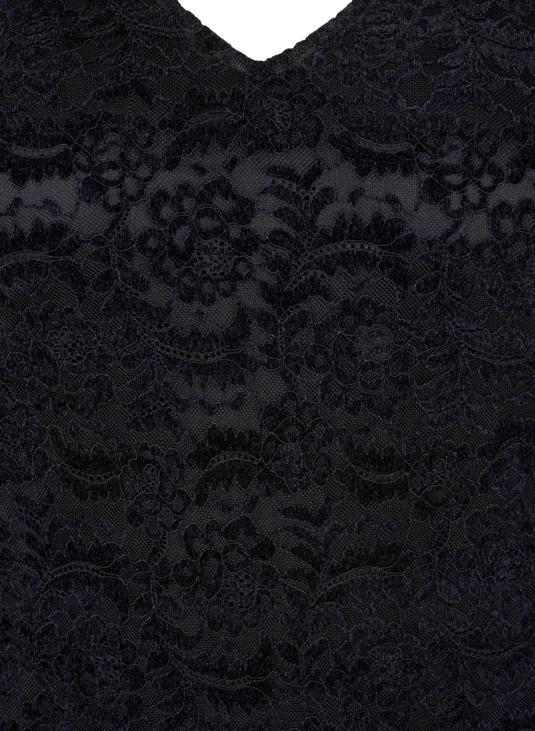 Zizzi Kanten bodystocking met lange mouwen, Black, Packshot image number 2