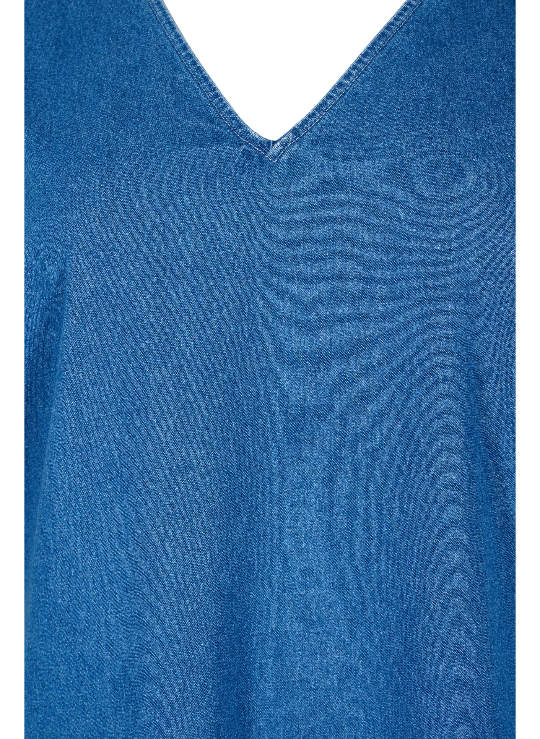 Zizzi Tuniek in denim met v-snit, Medium Blue Denim, Packshot image number 2