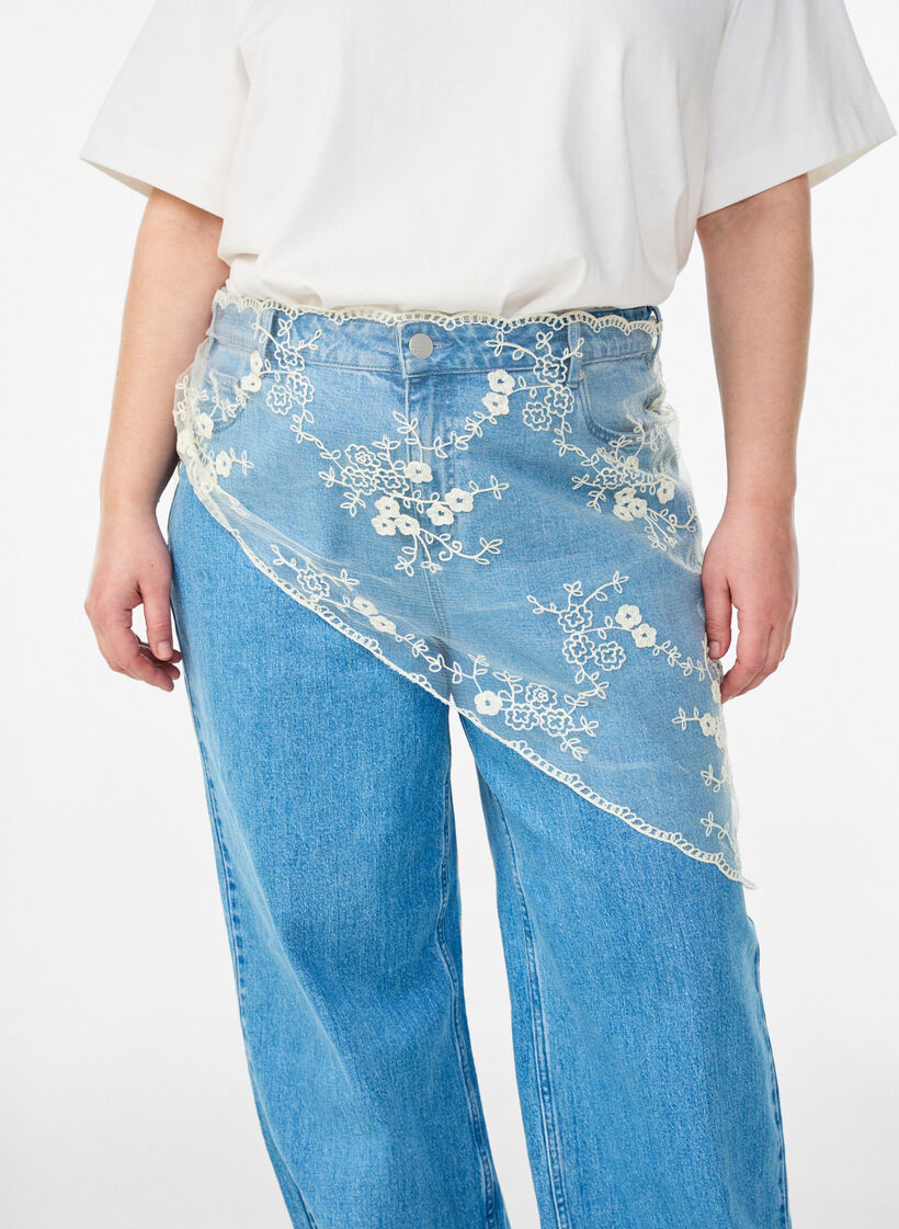 Driehoekige kanten sjaal, Beige, Model