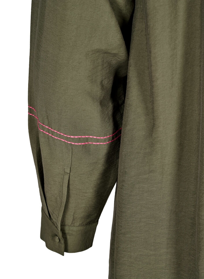 Korte jurk met contrasterend borduursel, Groen, Packshot image number 3