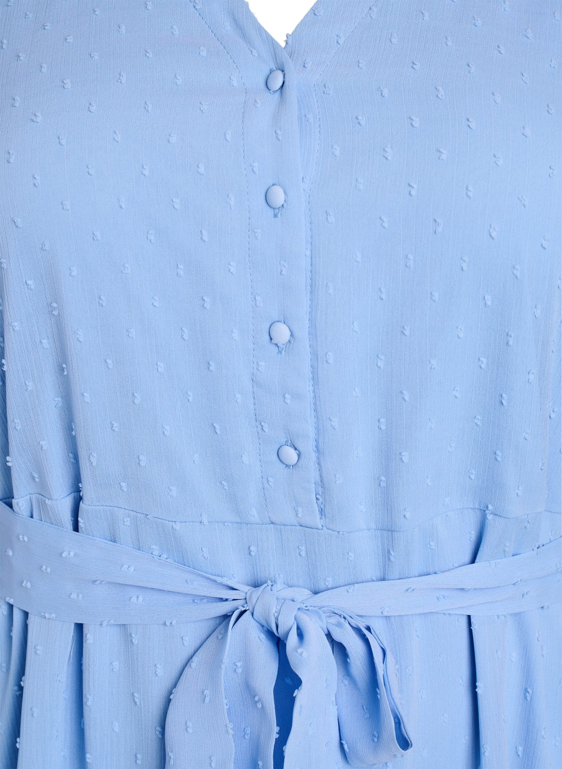 ZizziMidi jurk met V-hals en striksluiting, Blauw, Packshot image number 2