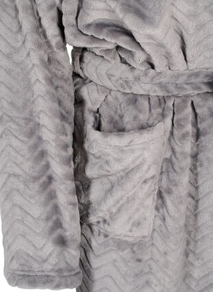 Korte badjas met zakken en patroon, Dark Grey, Packshot image number 3