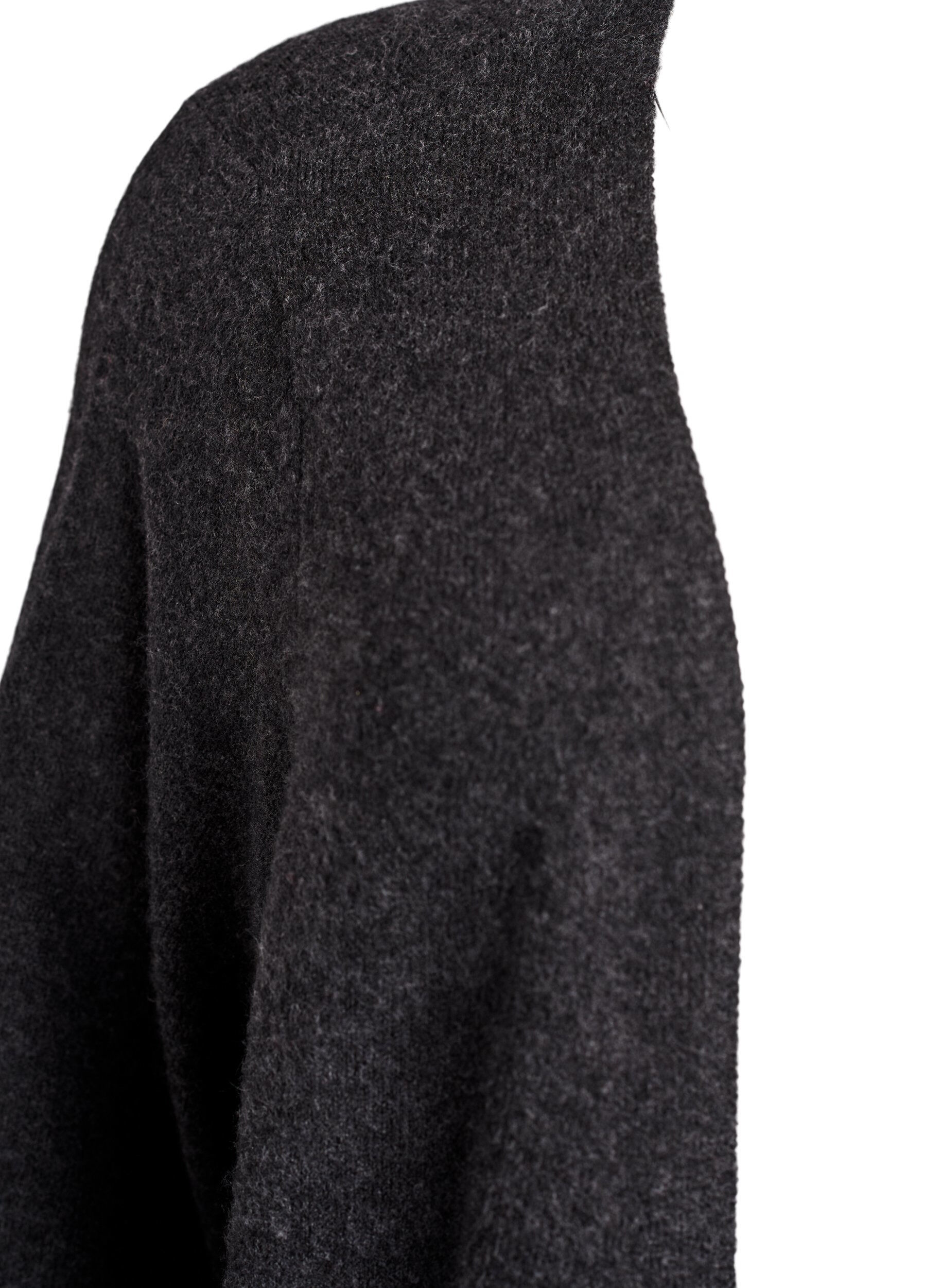 Zizzi Lange knitted cardigan met zakken, Grijs, Packshot image number 2