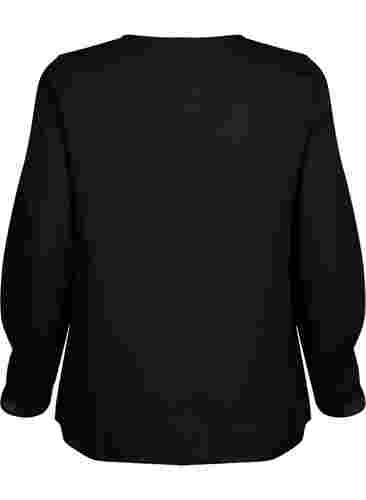 Effen blouse met lange mouwen, Black, Packshot image number 1