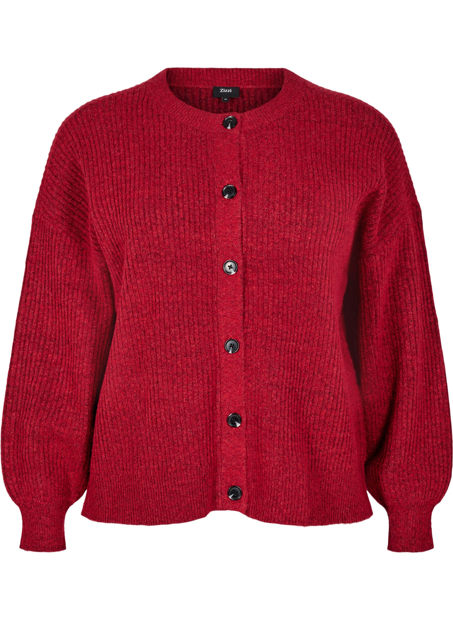 Zizzi Vest van ribtricot met knopen, Rood, Packshot image number 0