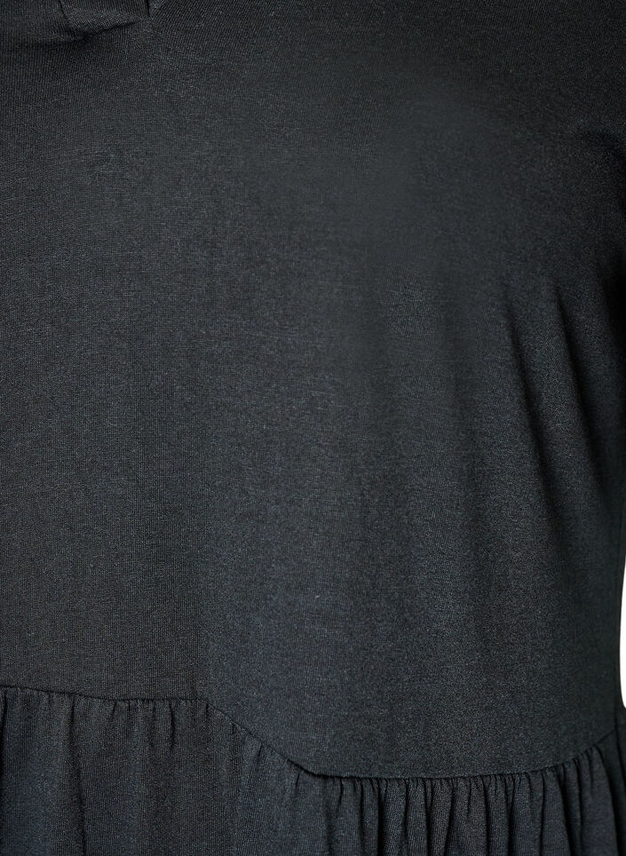 Jerseyjurk met kanten details en een gelaagde rok, Zwart, Packshot image number 2
