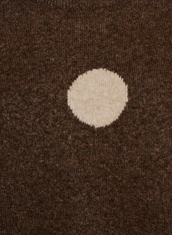 Gebreide blouse met een stippenpatroon, Bruin, Packshot image number 2