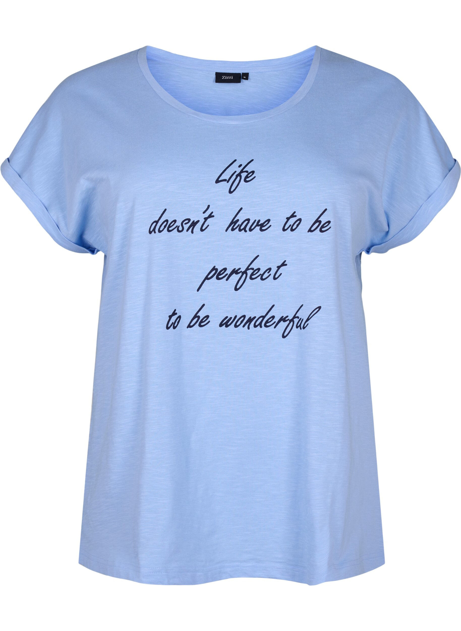 Zizzi Bedrukt T-shirt van biologisch katoen, Serenityw.Navy Print, Packshot image number 0