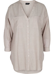 Gestreepte blouse in 100% katoen, Quail Stripe