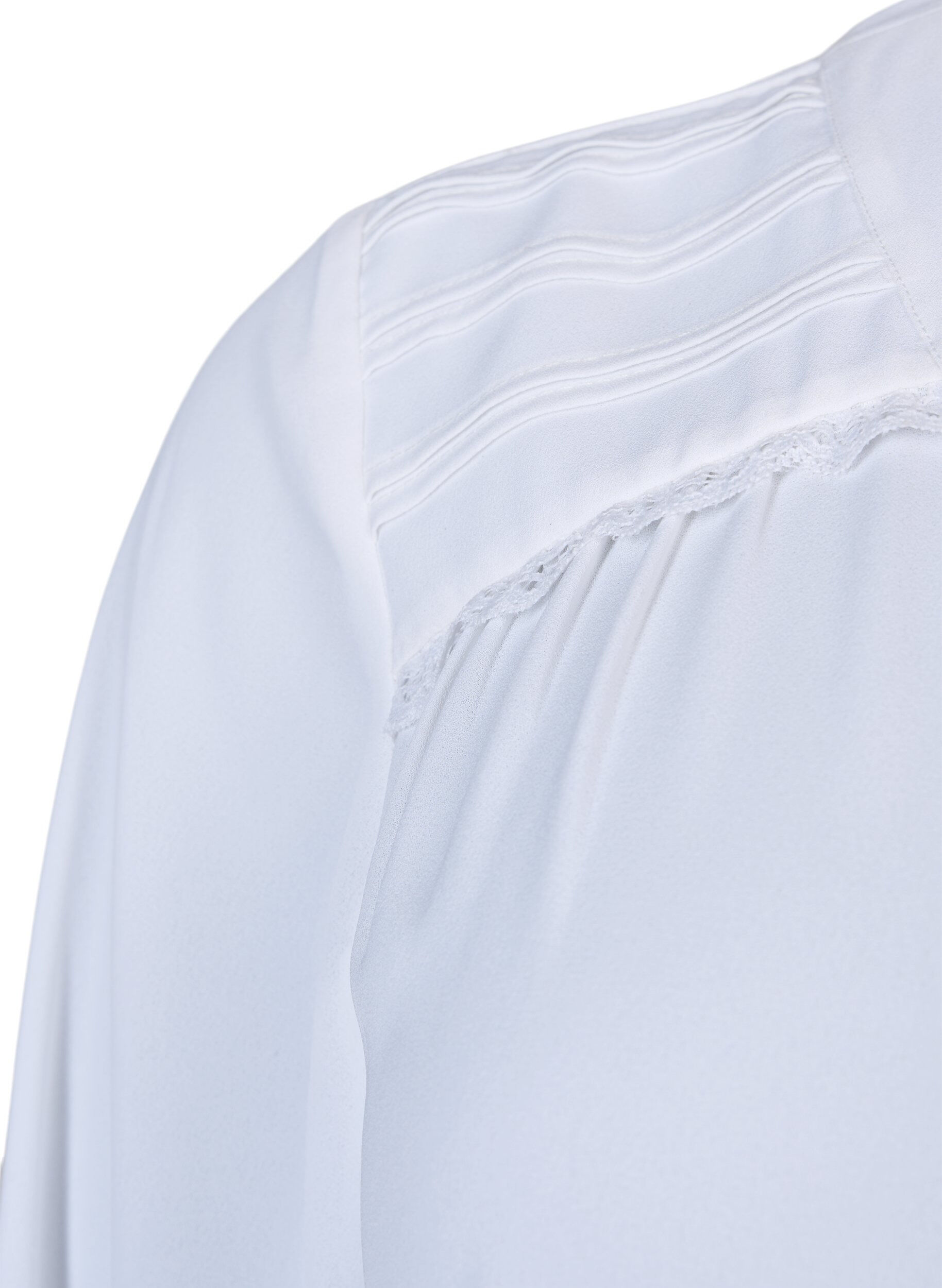 Zizzi Blouse met lange mouwen en knoopsluiting, Bright White, Packshot image number 3