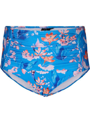 Bikinibroekje met extra hoge taille en print, Bright Blue Print, Packshot image number 0