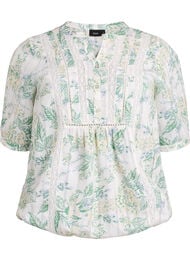 Blouse met print en 1/2 mouwen, Wit